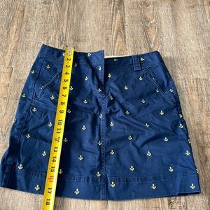 L.L. Bean Favorite Fit Straight Blue Embroidered Pink Anchors Pencil Skirt